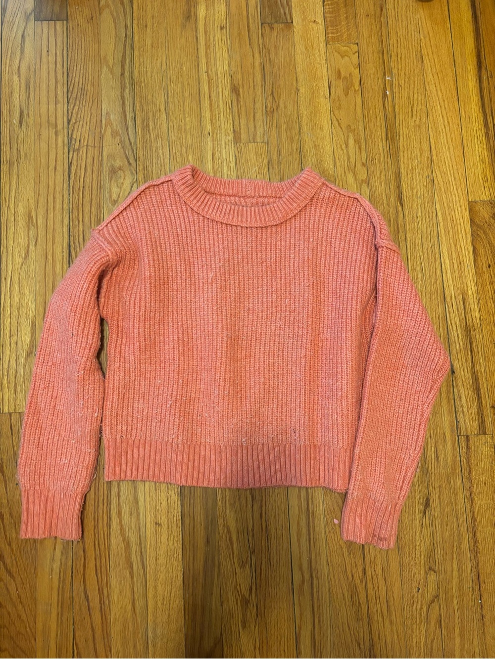 American Eagle Outfitters Coral Ribbed Crewneck Sweater